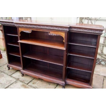 Großer Breakfront Bücherschrank, Mahagoni Massivholz, 19. Jahrhundert