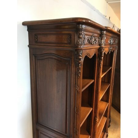 Antikes Breakfront Bookcase, Walnuss und Eiche, 1890