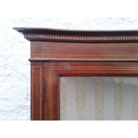 Original antike Edwardian Vitrine, Serpentinenfront, um 1900, Mahagoni und Palisander