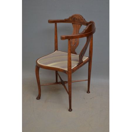 Original antiker Mahagoni Edwardian Eckstuhl, um 1900