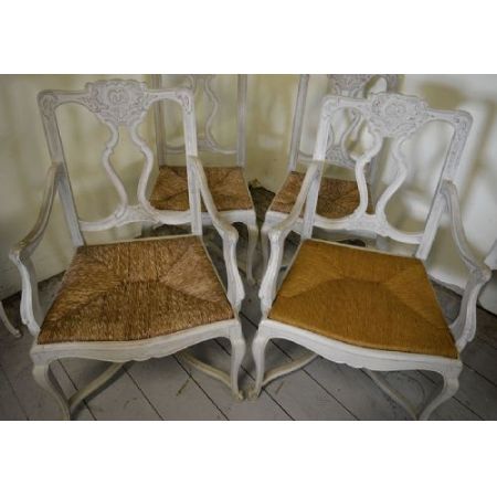 Antikes 6er Set Stühle, Eiche, 1900, Louis XV-Stil