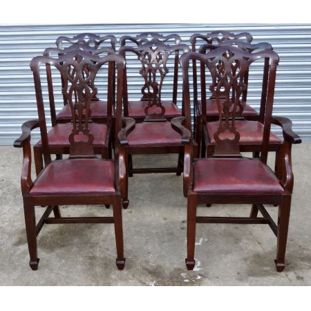 Set von 8 Chippendale-Stil Esszimmerstühlen, Mahagoni, 1910