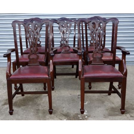 Set von 8 Chippendale-Stil Esszimmerstühlen, Mahagoni, 1910