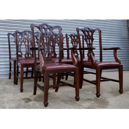 Set von 8 Chippendale-Stil Esszimmerstühlen, Mahagoni, 1910