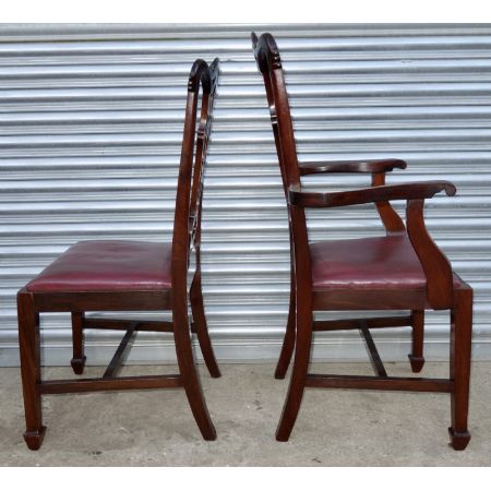 Set von 8 Chippendale-Stil Esszimmerstühlen, Mahagoni, 1910