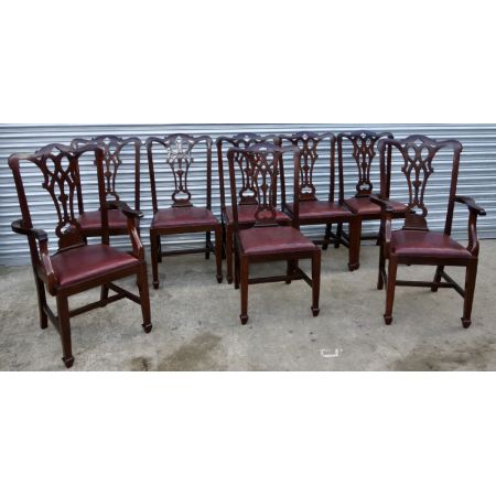 Set von 8 Chippendale-Stil Esszimmerstühlen, Mahagoni, 1910