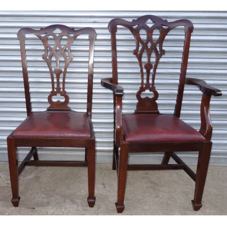 Set von 8 Chippendale-Stil Esszimmerstühlen, Mahagoni, 1910