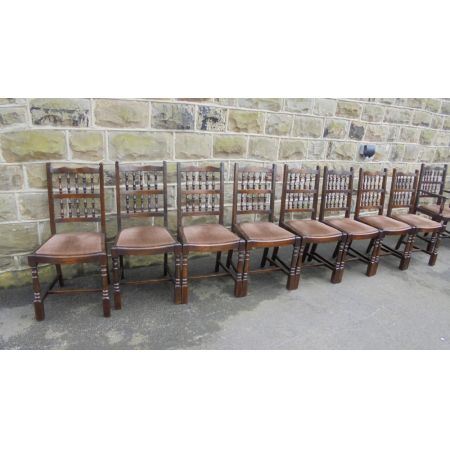 Antikes Eichenesszimmerstühleset, 10 Stück, Eiche, 1920