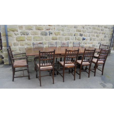 Antikes Eichenesszimmerstühleset, 10 Stück, Eiche, 1920