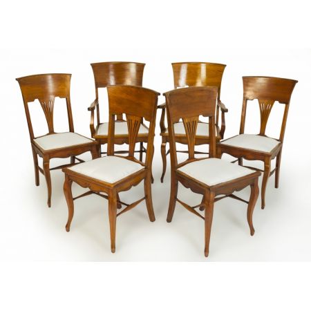 Schönes Set Esszimmerstühle, 6 Stück, Walnuss, 1910