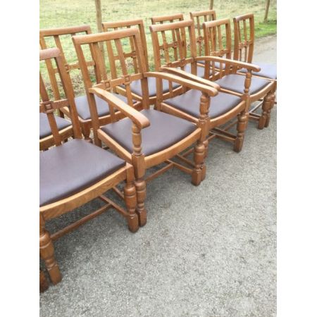 Eichenesszimmerstühle 12er-Set, Edwardian um 1900