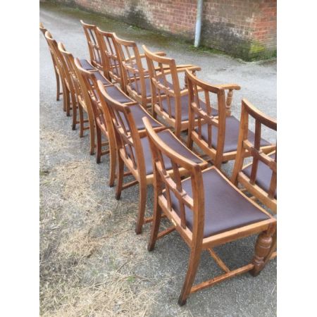 Eichenesszimmerstühle 12er-Set, Edwardian um 1900