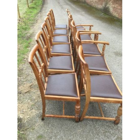 Eichenesszimmerstühle 12er-Set, Edwardian um 1900