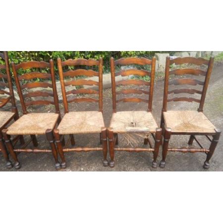 6er-Set Antike Esszimmerstühle, 1850, Ulme