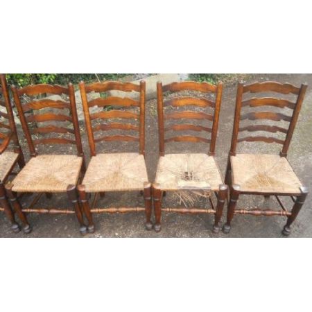 6er-Set Antike Esszimmerstühle, 1850, Ulme