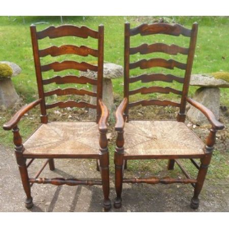 6er-Set Antike Esszimmerstühle, 1850, Ulme