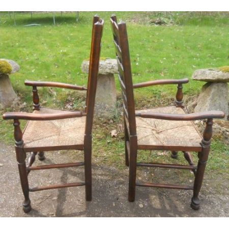 6er-Set Antike Esszimmerstühle, 1850, Ulme