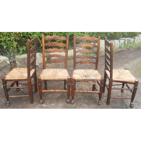 6er-Set Antike Esszimmerstühle, 1850, Ulme