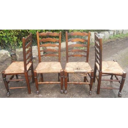 6er-Set Antike Esszimmerstühle, 1850, Ulme