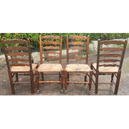 6er-Set Antike Esszimmerstühle, 1850, Ulme