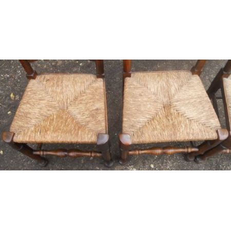 6er-Set Antike Esszimmerstühle, 1850, Ulme