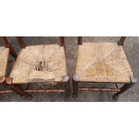 6er-Set Antike Esszimmerstühle, 1850, Ulme