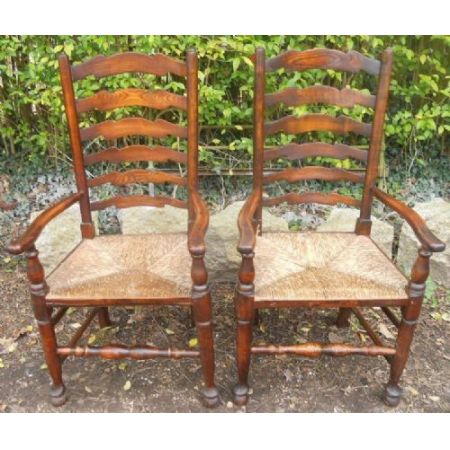 6er-Set Antike Esszimmerstühle, 1850, Ulme