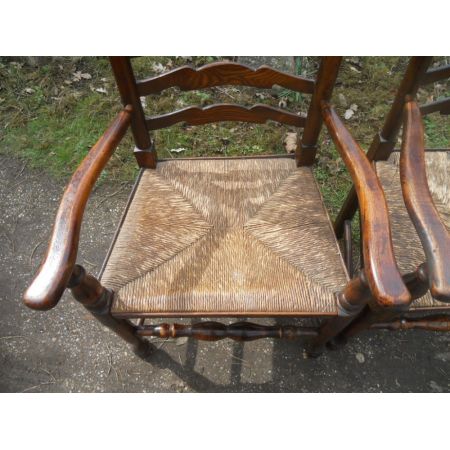 6er-Set Antike Esszimmerstühle, 1850, Ulme