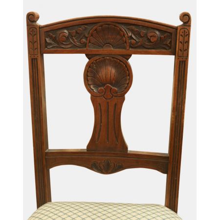 4teilges Set Esszimmerstühle, Edwardian um 1900, Walnuss