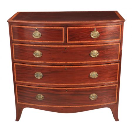 Original englische Regency Mahagoni Kommode massiv mit gebogener Front 