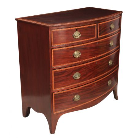 Original englische Regency Mahagoni Kommode massiv mit gebogener Front 