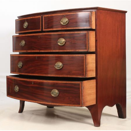 Original englische Regency Mahagoni Kommode massiv mit gebogener Front 