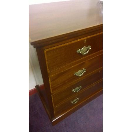 Schöne antike englische Mahagoni Kommode Massivholz original mit Intarsien 1900