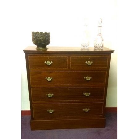 Schöne antike englische Mahagoni Kommode Massivholz original mit Intarsien 1900