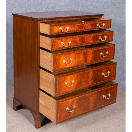 Edwardianische Mahagoni Kommode mit Intarsien original antik und massiv 1910