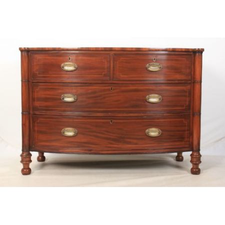 Schöne original antike Regency Bogen Kommode Massives Mahagoni 1810