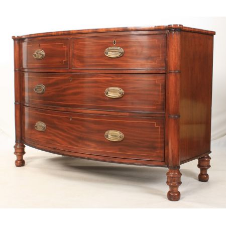 Schöne original antike Regency Bogen Kommode Massives Mahagoni 1810