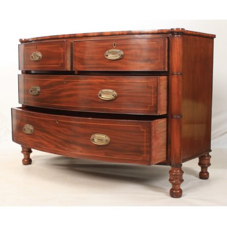 Schöne original antike Regency Bogen Kommode Massives Mahagoni 1810