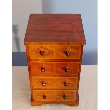 Kleine original englische antike seltene Schmuckkommode massiv mit Intarsien 1930