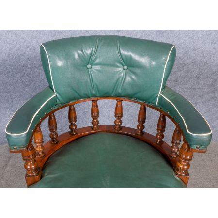 Edwardianischer original antiker Schreibtischstuhl Drehstuhl  Massiv Mahagoni 1900