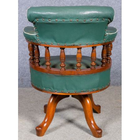 Edwardianischer original antiker Schreibtischstuhl Drehstuhl  Massiv Mahagoni 1900