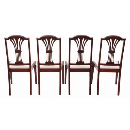 Antike original edwardianische Mahagoni Esszimmerstühle massiv 4 Stück 1910