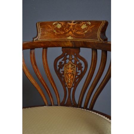 Runder original edwardianischer Mahagoni Stuhl Sheraton Revival antik und massiv 1900