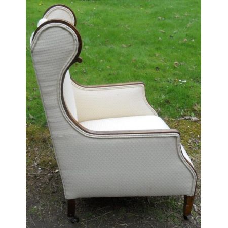  original edwardianischer antiker in Mahagoni gerahmter Polster Wingback Salon Sessel 1900