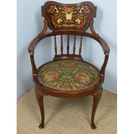 Antiker edwardianischer Mahagoni Bürosessel Bürostuhl Stuhl Original massiv 1900