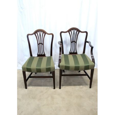 Sechs original antike edwardianische Esszimmerstühle aus Mahagoni massiv Hepplewhite 1890