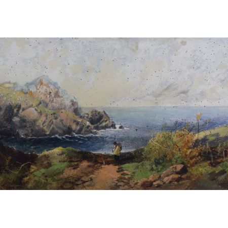 Original Ölgemälde von Joseph Horlor, Küstenlandschaft, Viktorianisch 19. Jahrhundert