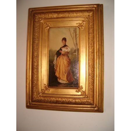 Englisches antikes Ölgemälde, 19. Jahrhundert, vergoldeter Rahmen