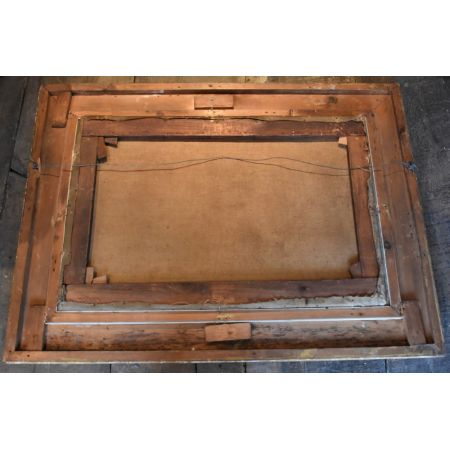 Antikes Ölgemälde auf Leinwand, zeigt die Highland-Rinder, von John W. Morris, 1900