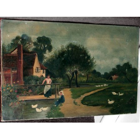 Antikes Ölgemälde auf Leinwand, 1880